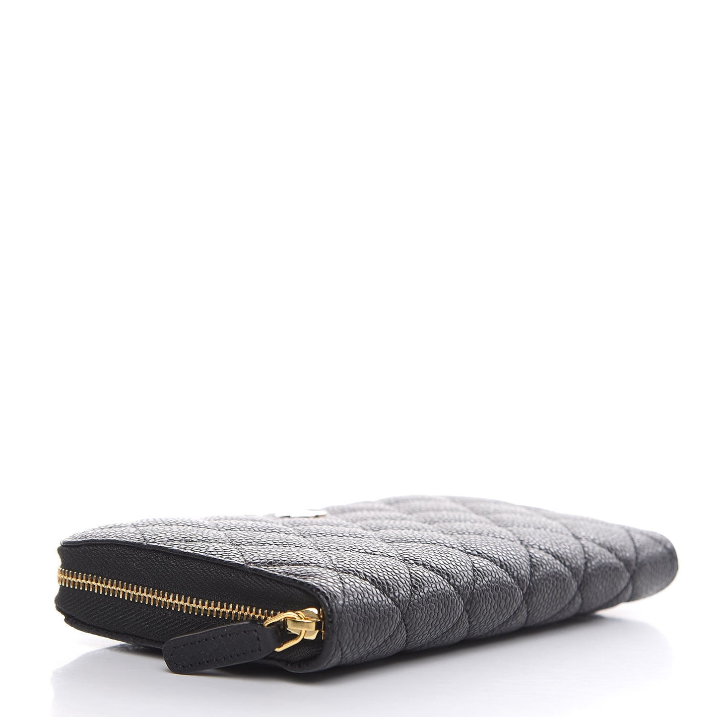 Caviar Quilted Large Gusset Zip Around Wallet Black