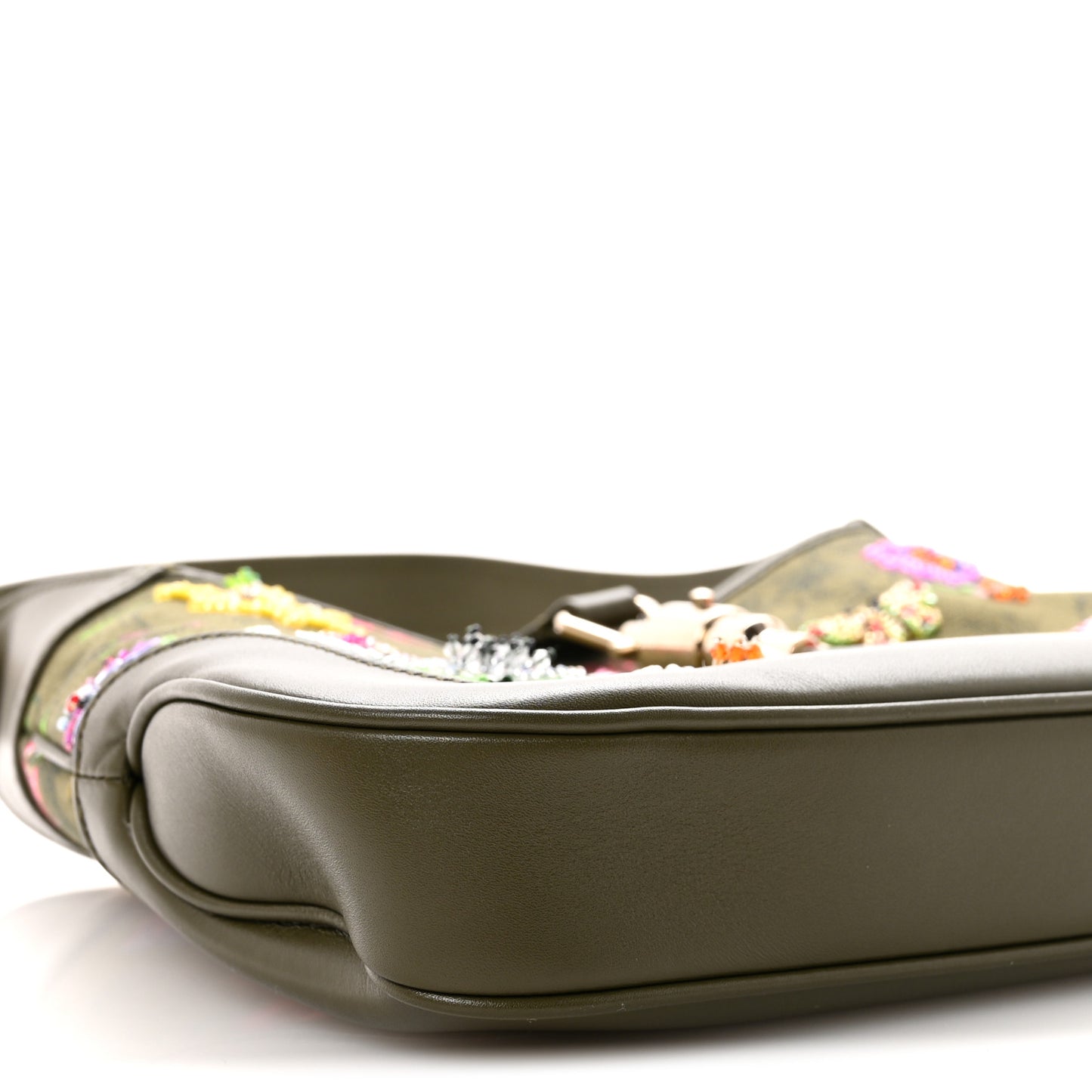 Calfskin Canvas Beaded Floral Medium Jackie 1961 Multicolor