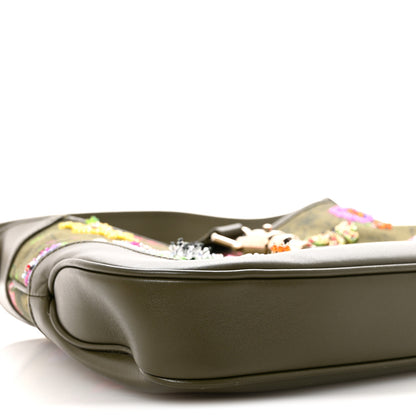 Gucci Calfskin Canvas Beaded Floral Medium Jackie 1961 Multicolor 9 of 10