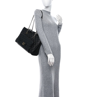 Chanel Metallic Grained Calfskin Quilted Large Casual Pocket Tote Black 2 of 16