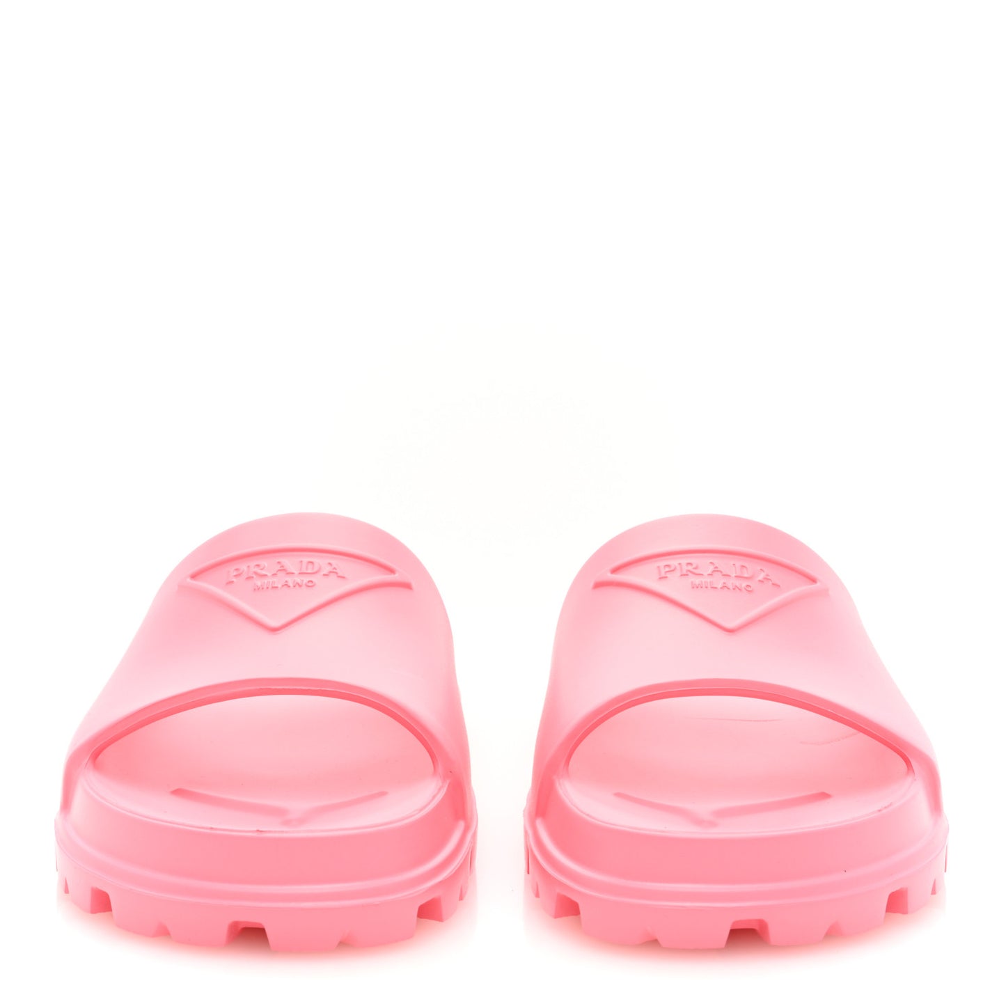 EVA Rubber Triangle Logo Embossed Womens Lug Sole 20mm Slide Sandals 37 Begonia