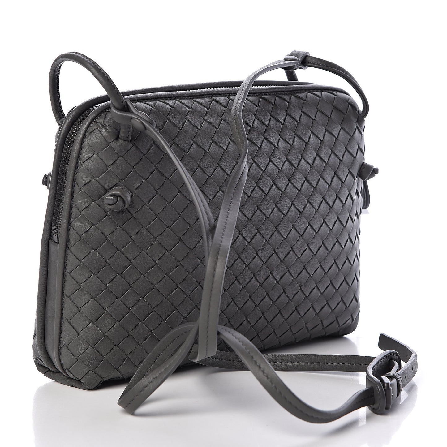 Nappa Intrecciato Pillow Crossbody Messenger Light Grey