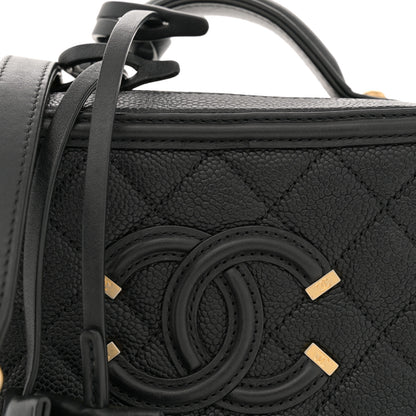 Chanel Caviar Quilted Small CC Filigree Vanity Case Black 8 of 11