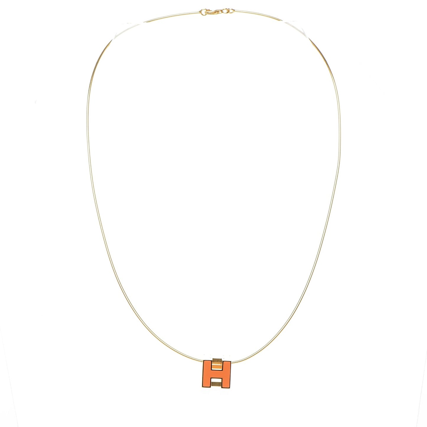 Gold Lacquered Cage d'H Pendant Necklace Orange