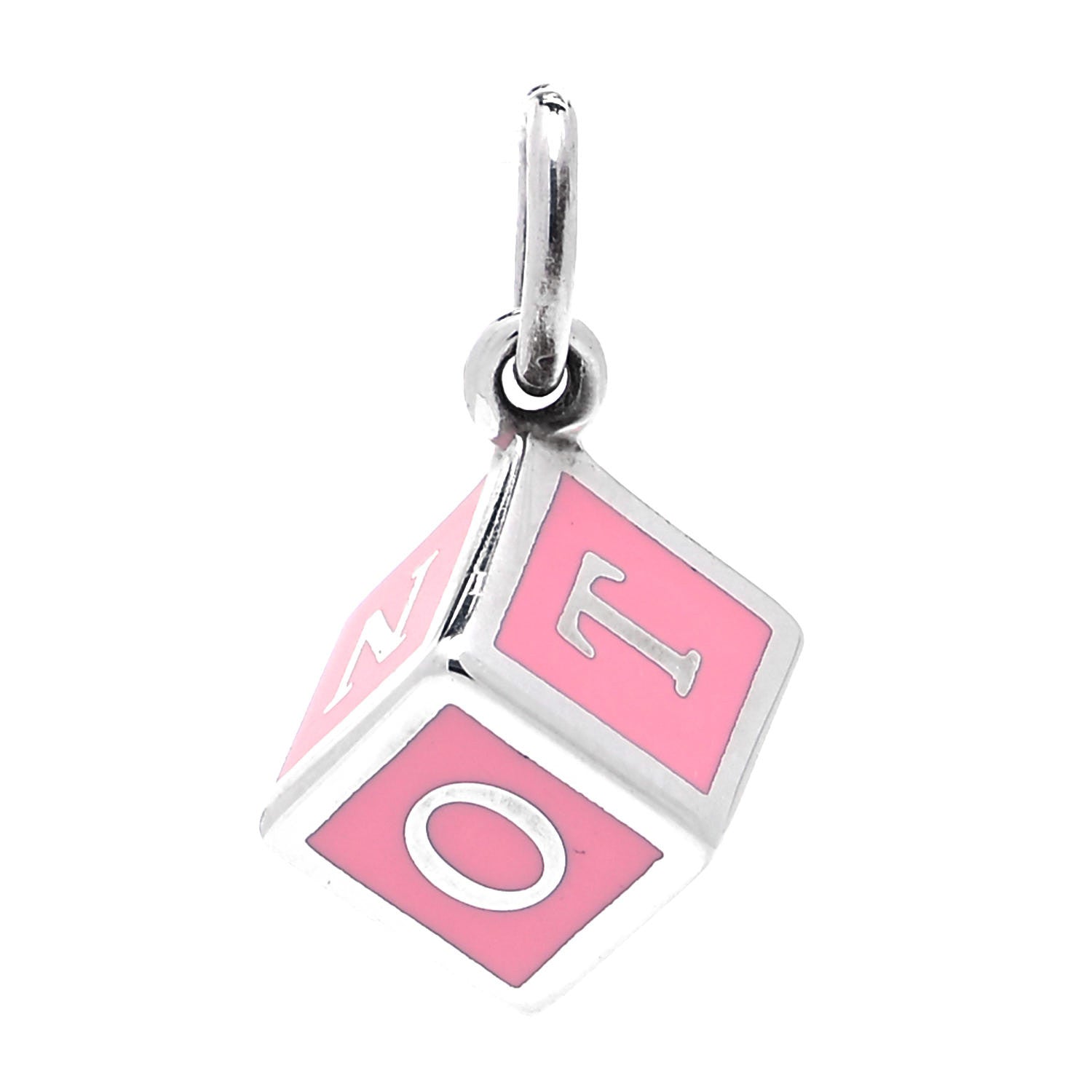 Tiffany Sterling Silver Enamel Block Charm Pink 3 of 4