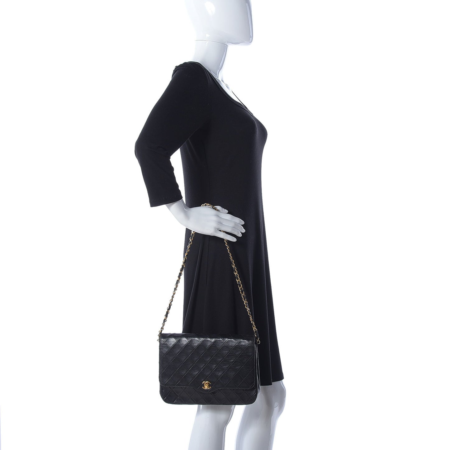 Lambskin Quilted Medium Single Flap Black