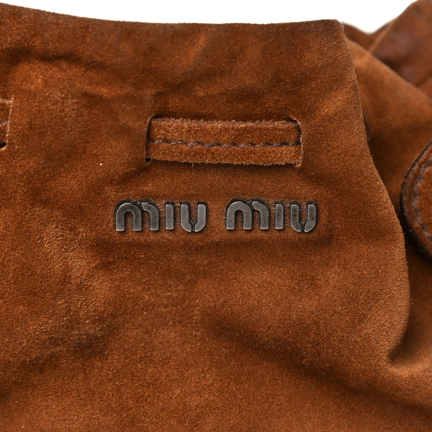 Miu Miu Suede Drawstring Tote Brown 7 of 23