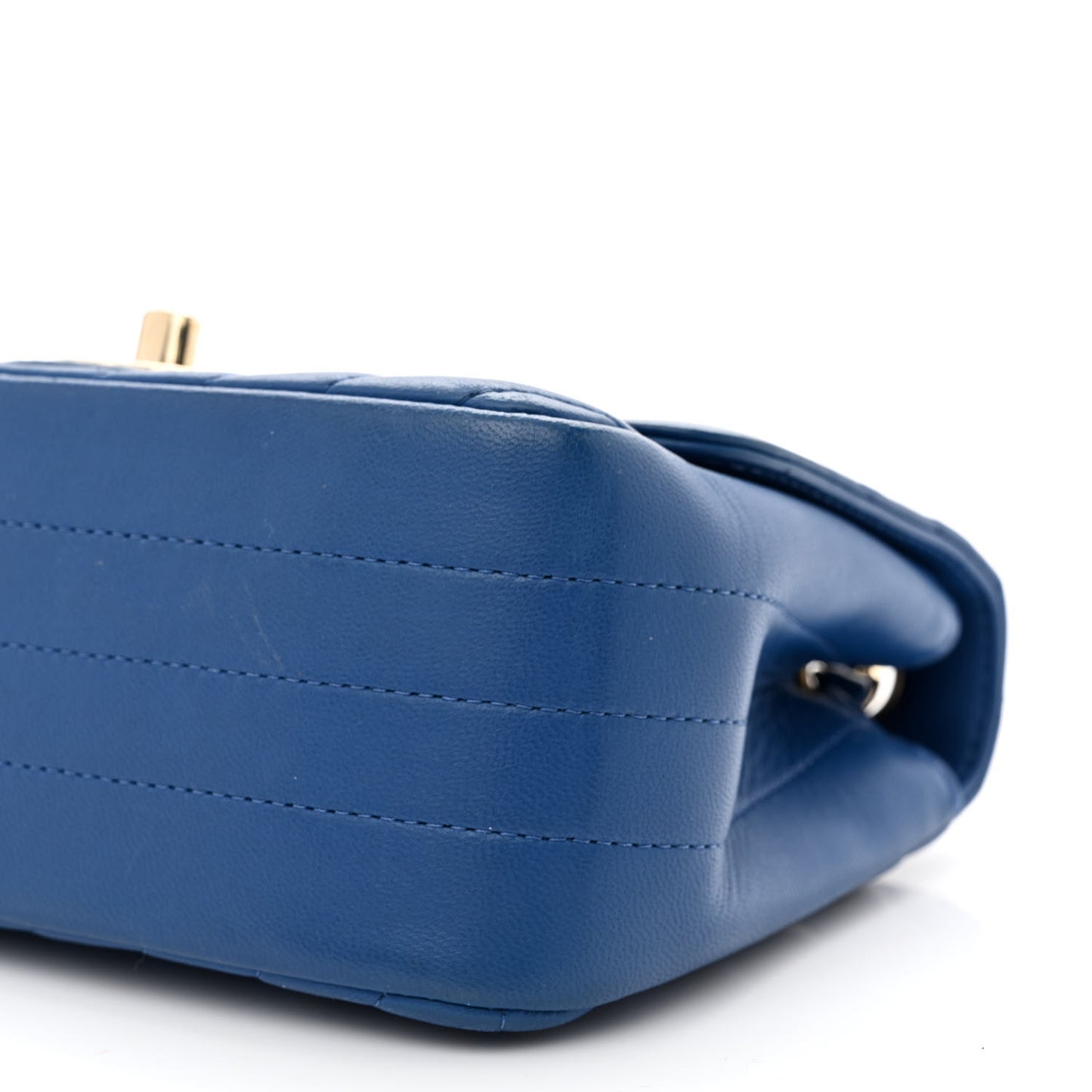 Lambskin Chevron Quilted Mini Square Flap Blue