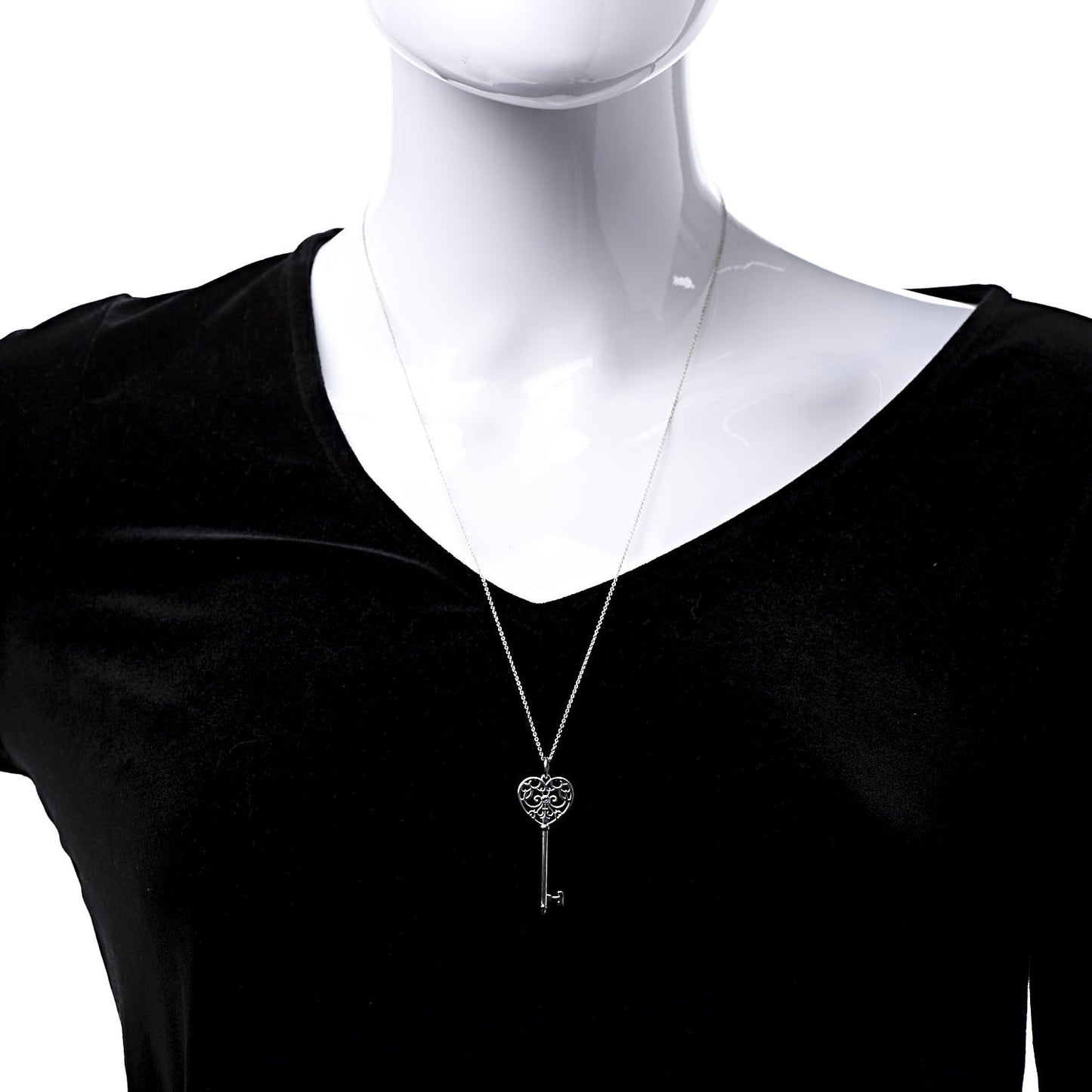 Sterling Silver Blue Sapphire Enchant Heart Key Pendant Necklace