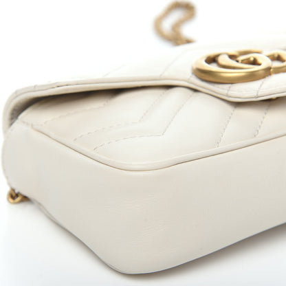 Gucci Calfskin Matelasse Super Mini GG Marmont Shoulder Bag White 5 of 11