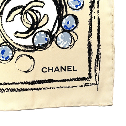 Chanel Silk Camellia CC Square Scarf 2 of 4