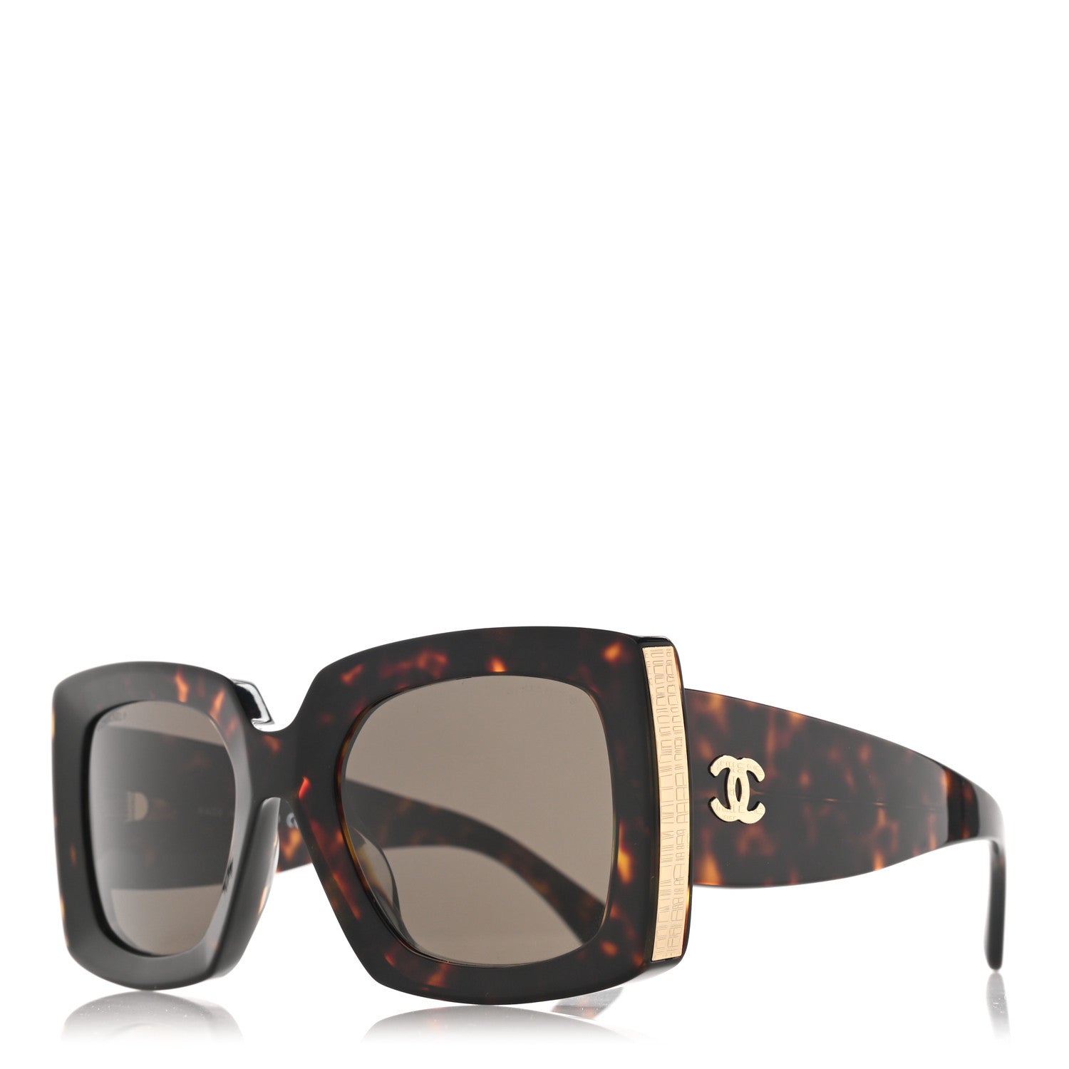 Chanel Acetate Rectangle Sunglasses 5435 Tortoise 1 of 8