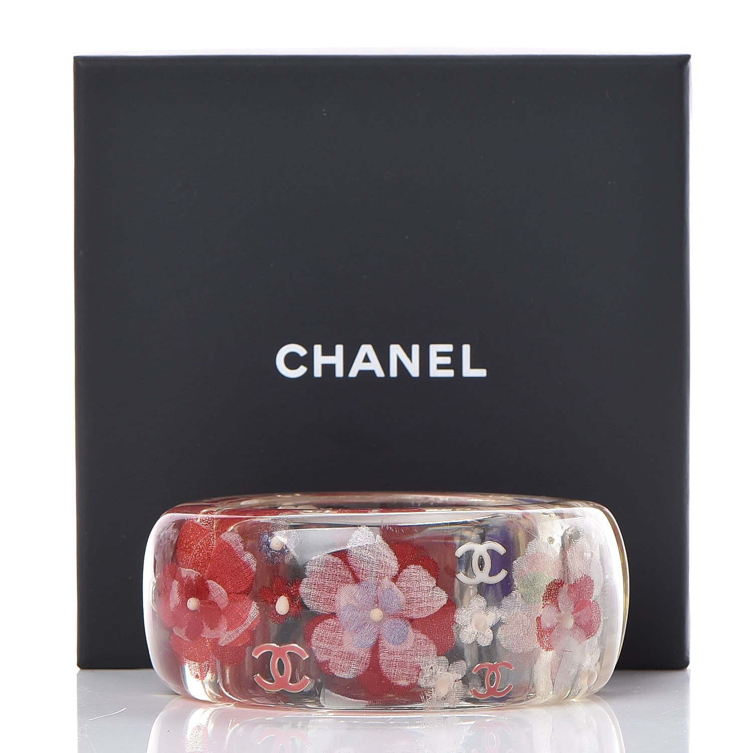 Chanel Resin Flower CC Bangle Transparent Pink 6 of 6