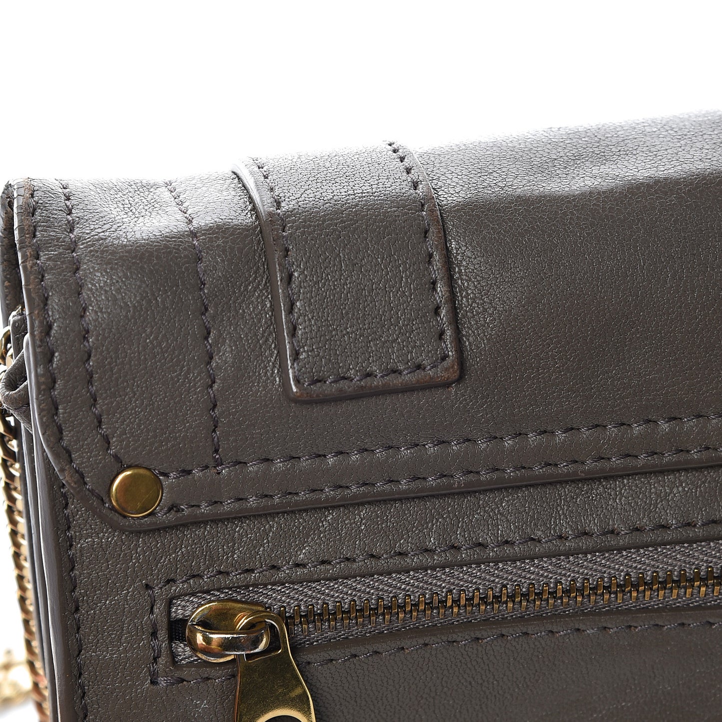 Lambskin PS1 Large Chain Wallet Smoke