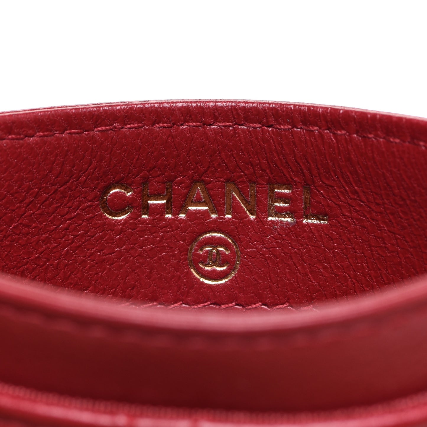 Lambskin Quilted Brilliant Card Holder Red