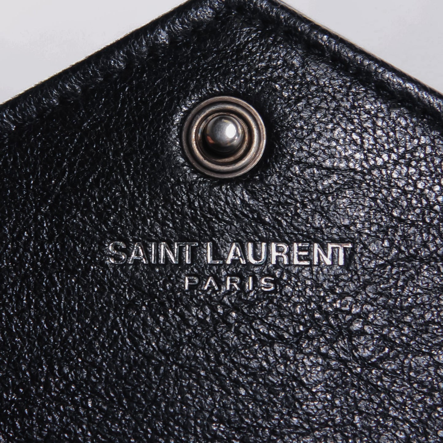 Calfskin Matelasse Chevron Monogram Chain Wallet Black