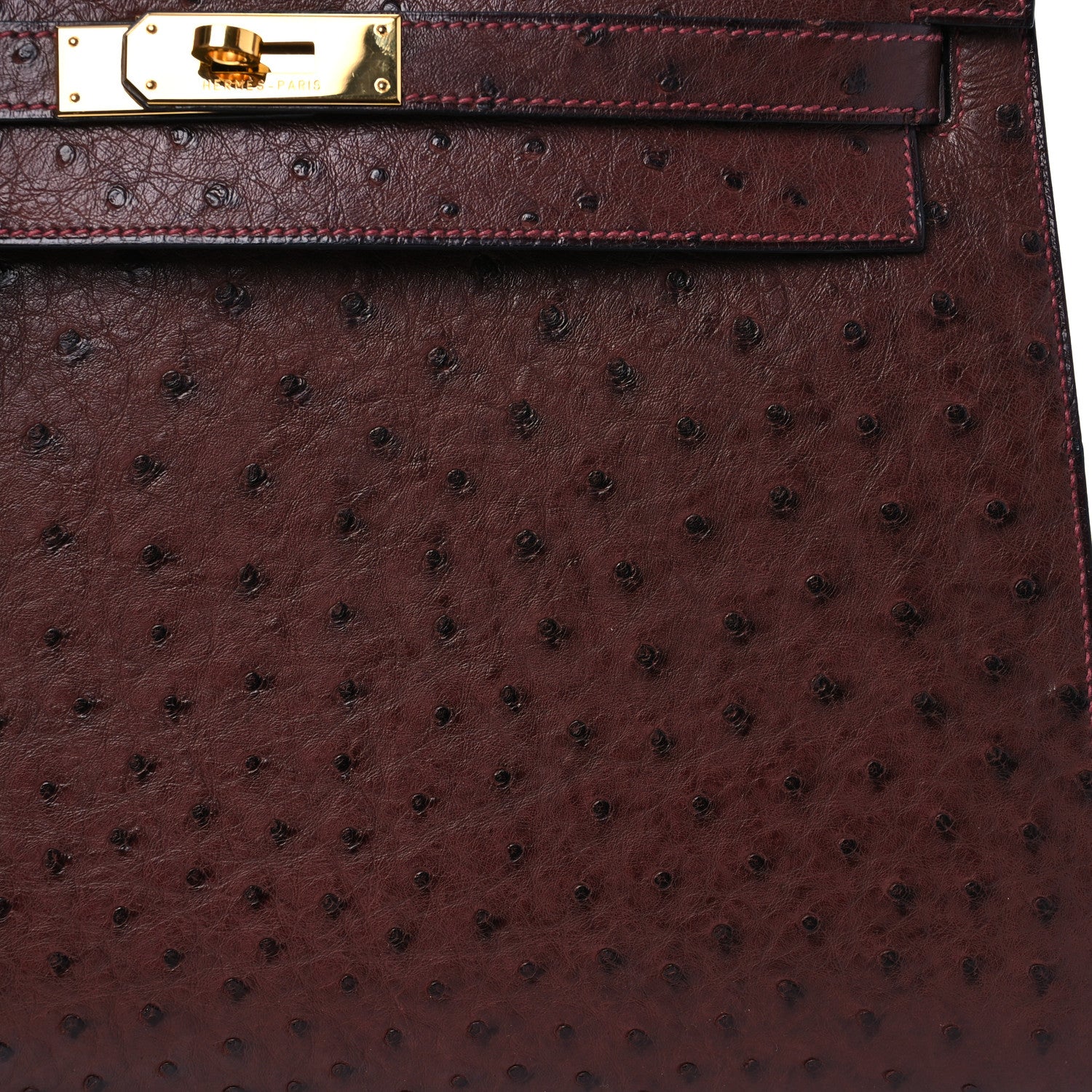 Hermes Ostrich Kelly Sellier 32 Marrone Fonce 9 of 15