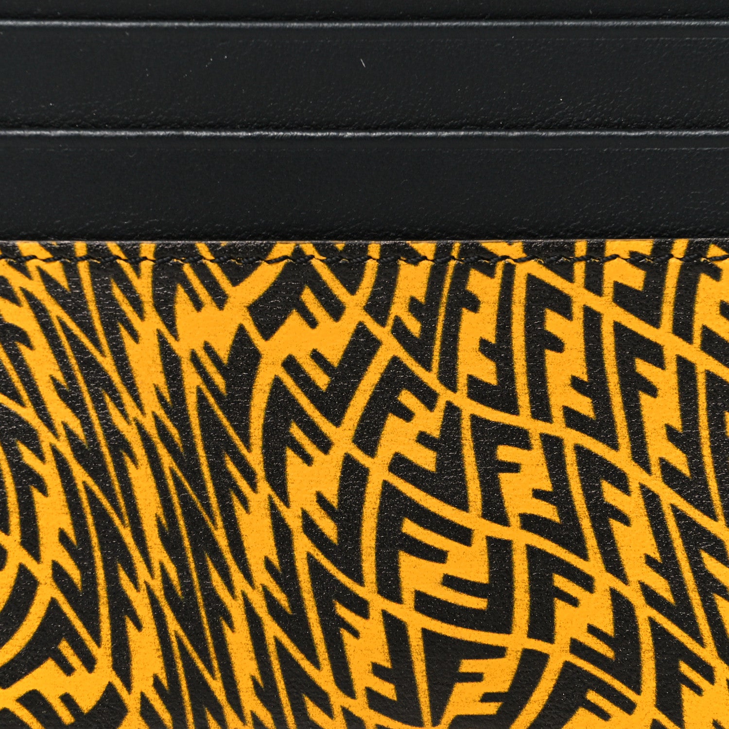 Fendi X SARAH COLEMAN Vitello Grace Light Micro FF Vertigo Embossed Card Holder Yellow Black 7 of 7