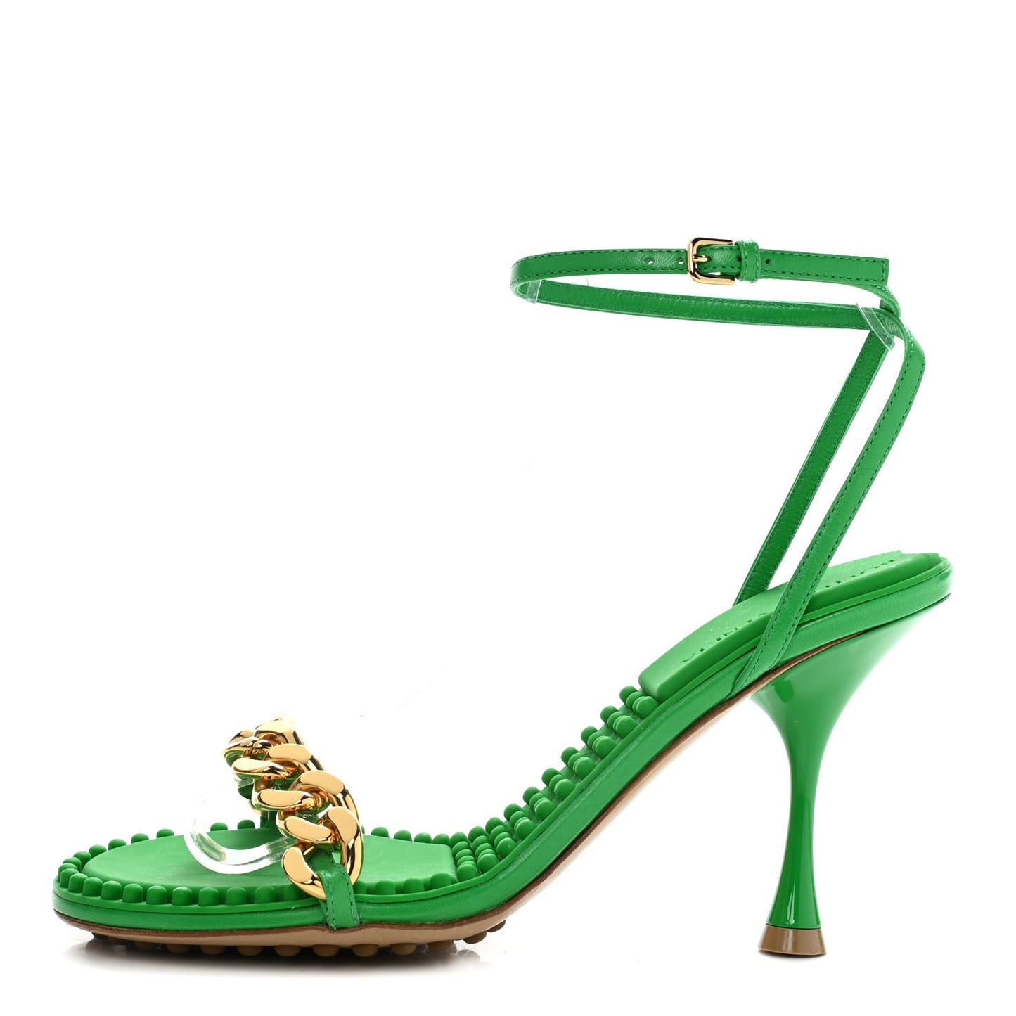 Lambskin Dot 90mm Sandals 35.5 Grass