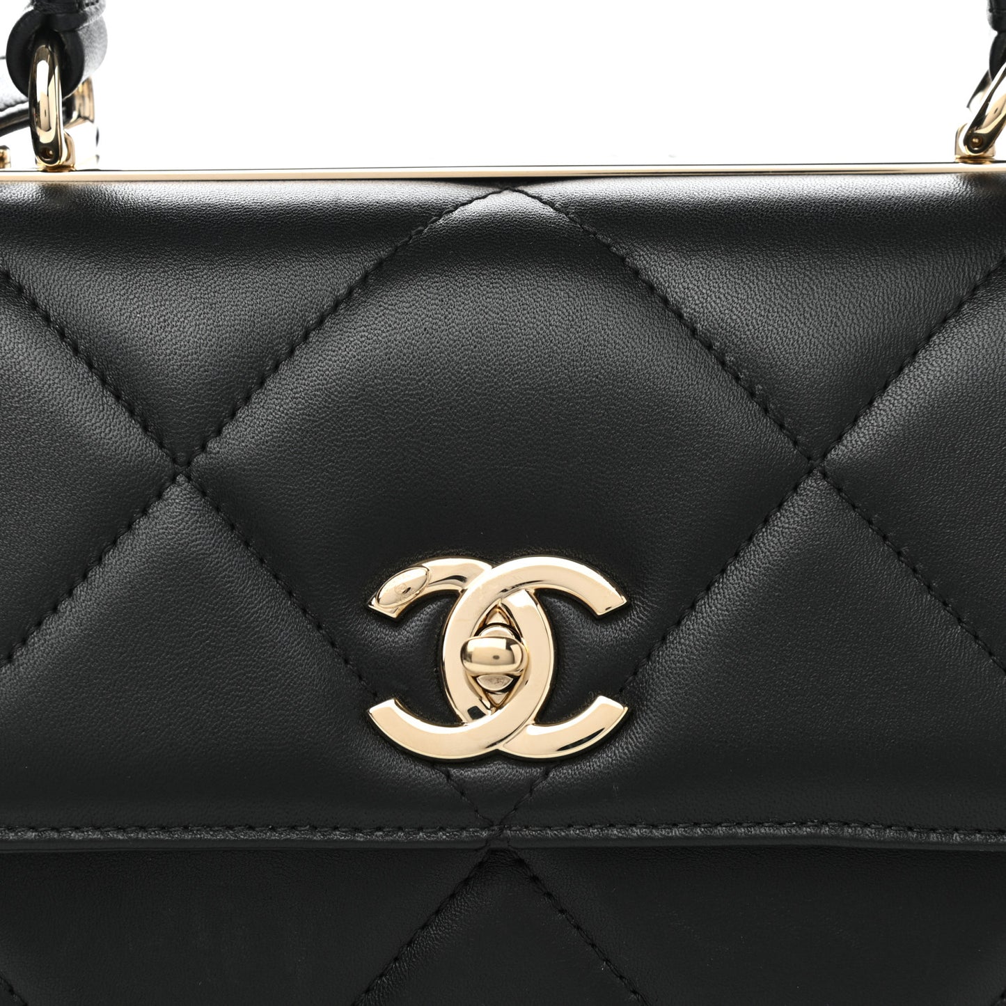 Lambskin Quilted Small Trendy CC Dual Handle Flap Bag Black
