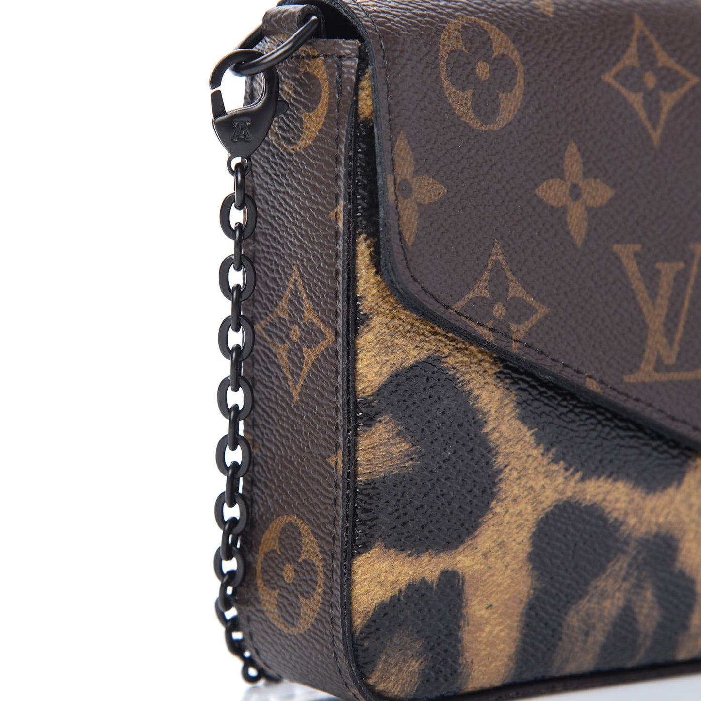 Monogram Animal Print Pochette Felicie Chain Wallet