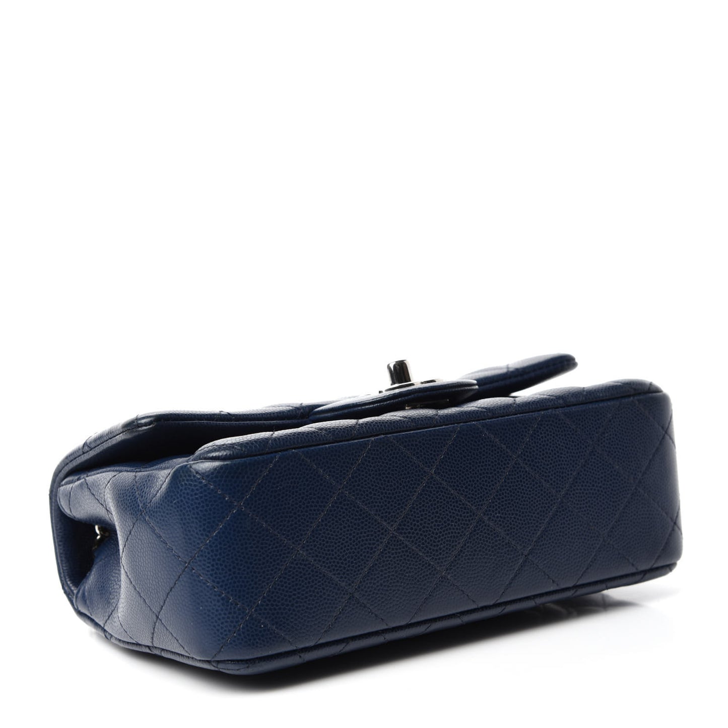 Caviar Quilted Mini Rectangular Flap Navy