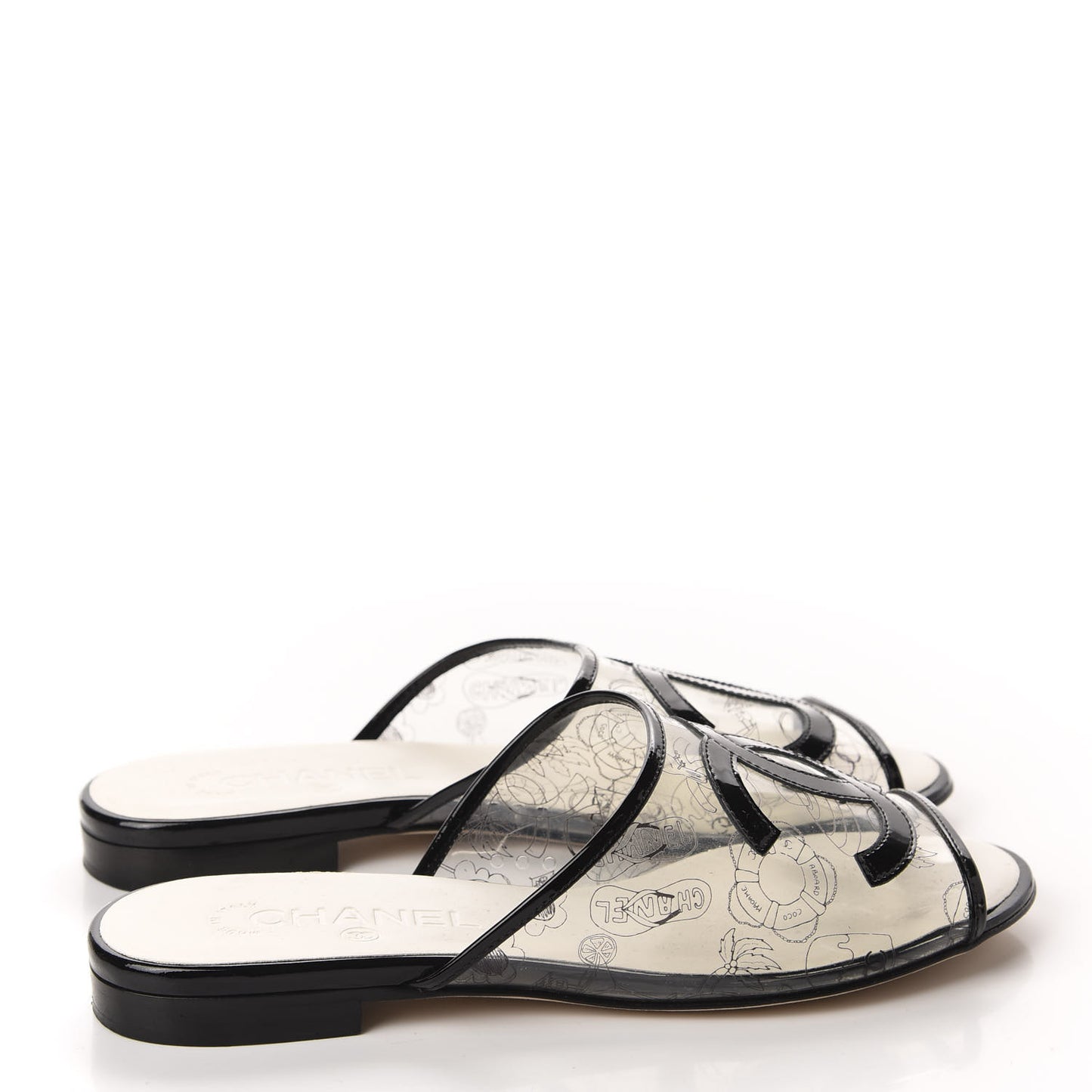 Patent PVC CC Sandal Mule 37 Black