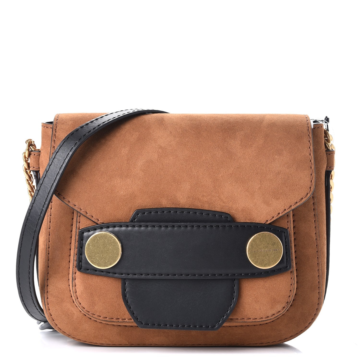 Stella McCartney Eco Alter Faux Suede Nappa Popper Shoulder Bag Tan 1 of 7