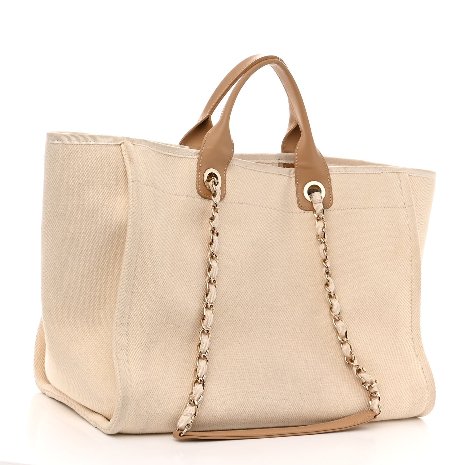 Chanel Canvas Pearl Large Deauville Tote Ecru Beige 3 of 11