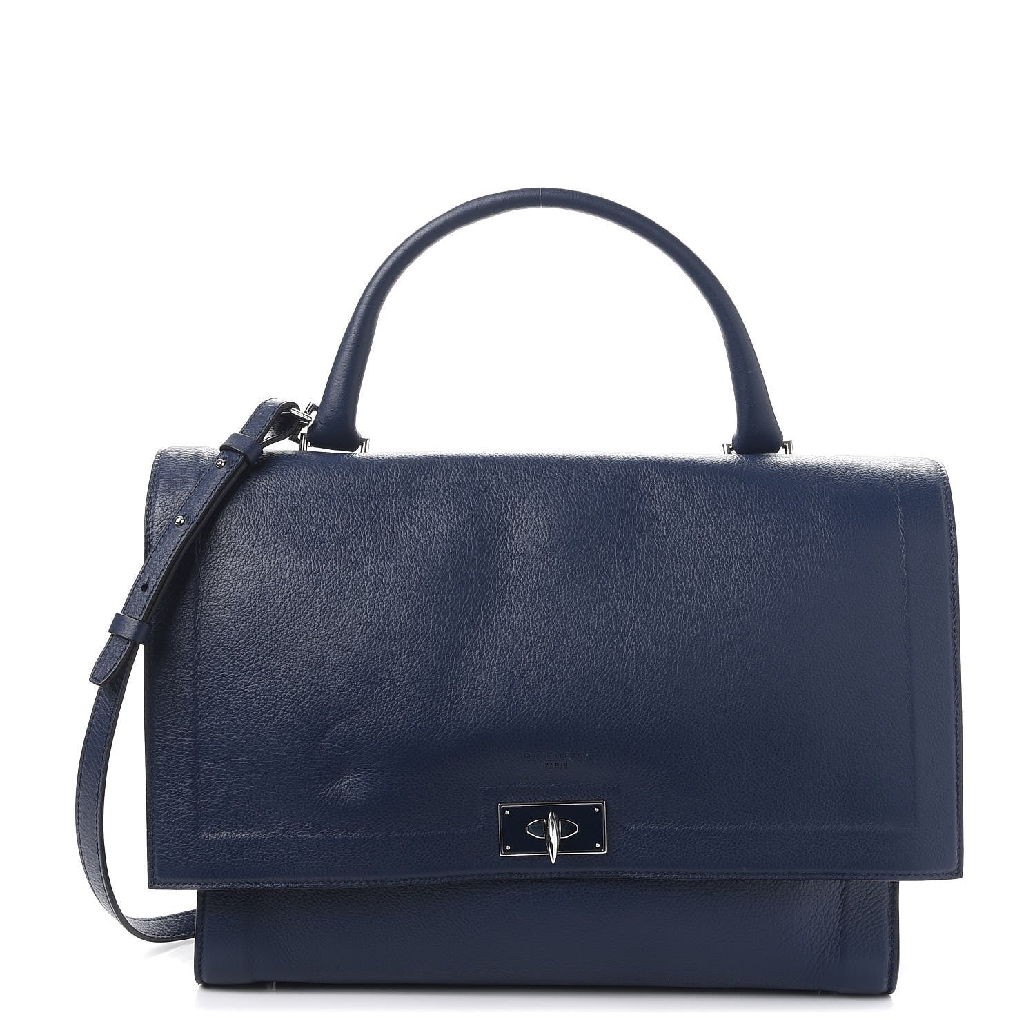 Givenchy Grained Calfskin Medium Shark Lock Satchel Navy 1 of 10