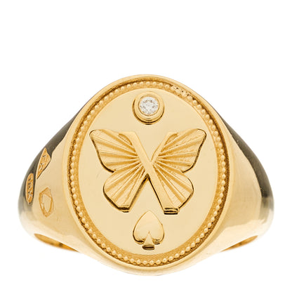 Foundrae 18K Yellow Gold Diamond Reverie Signet Ring 53 6.5 1 of 6