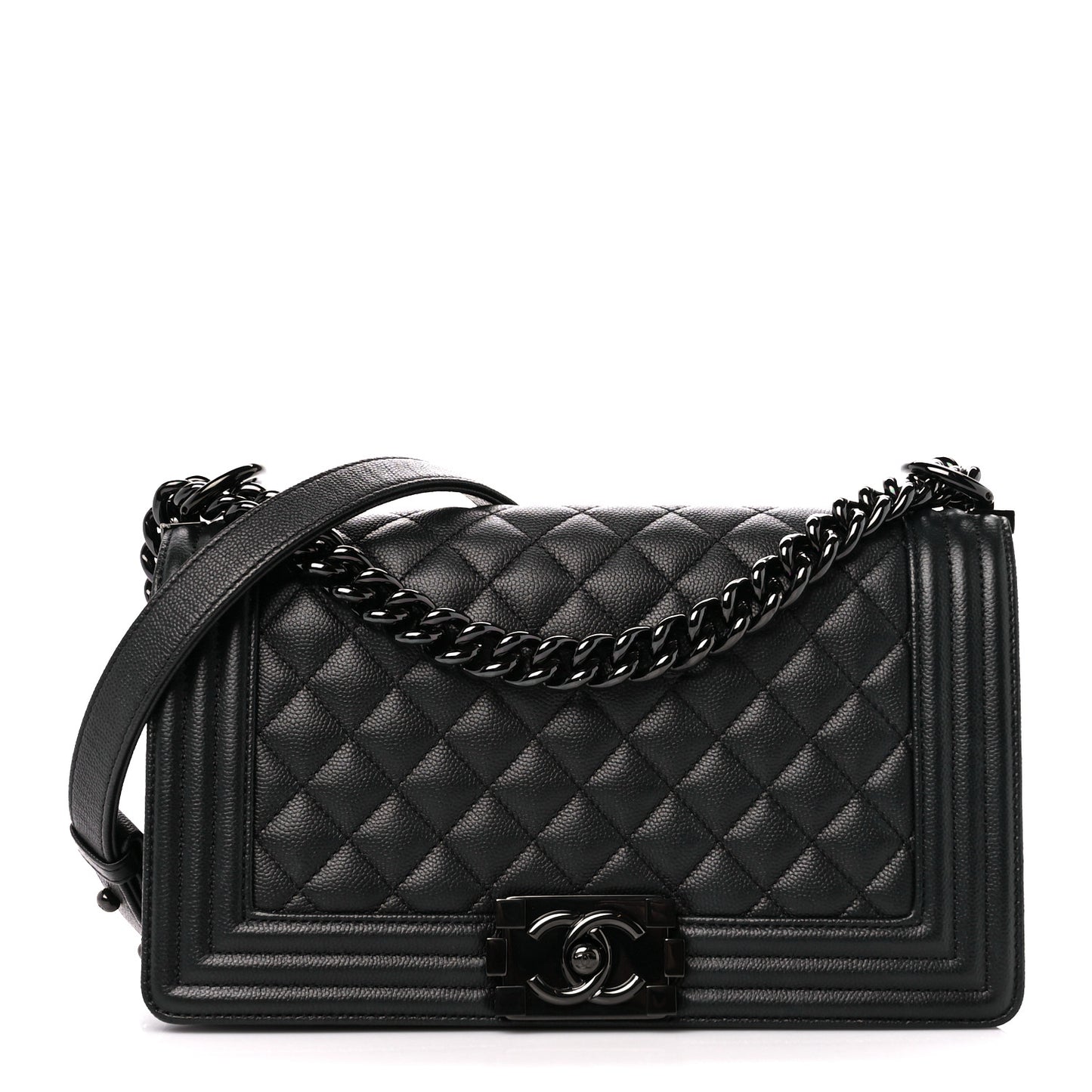Caviar Quilted Medium Boy Flap So Black