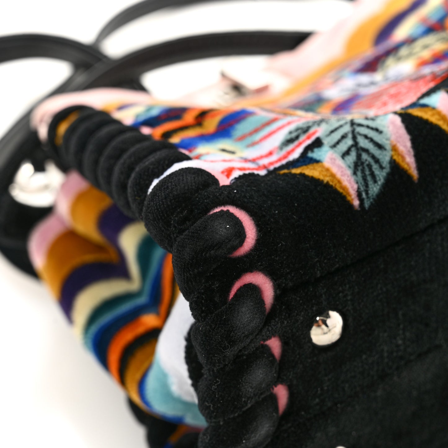 Velvet Embroidered Mini Peekaboo Iconic Satchel Black Multicolor