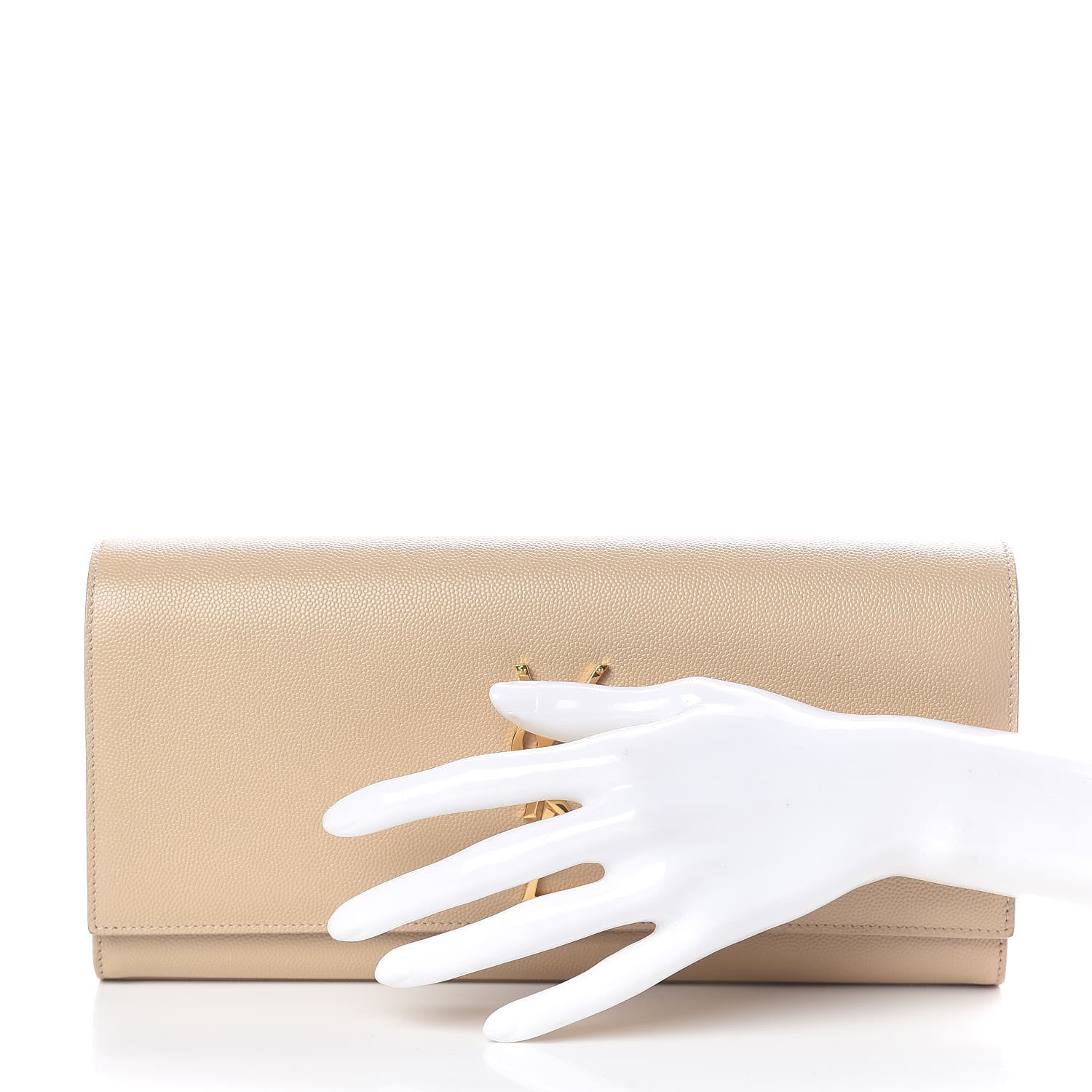 Saint Laurent Grain De Poudre Classic Monogram Cassandre Clutch Nude 3 of 7