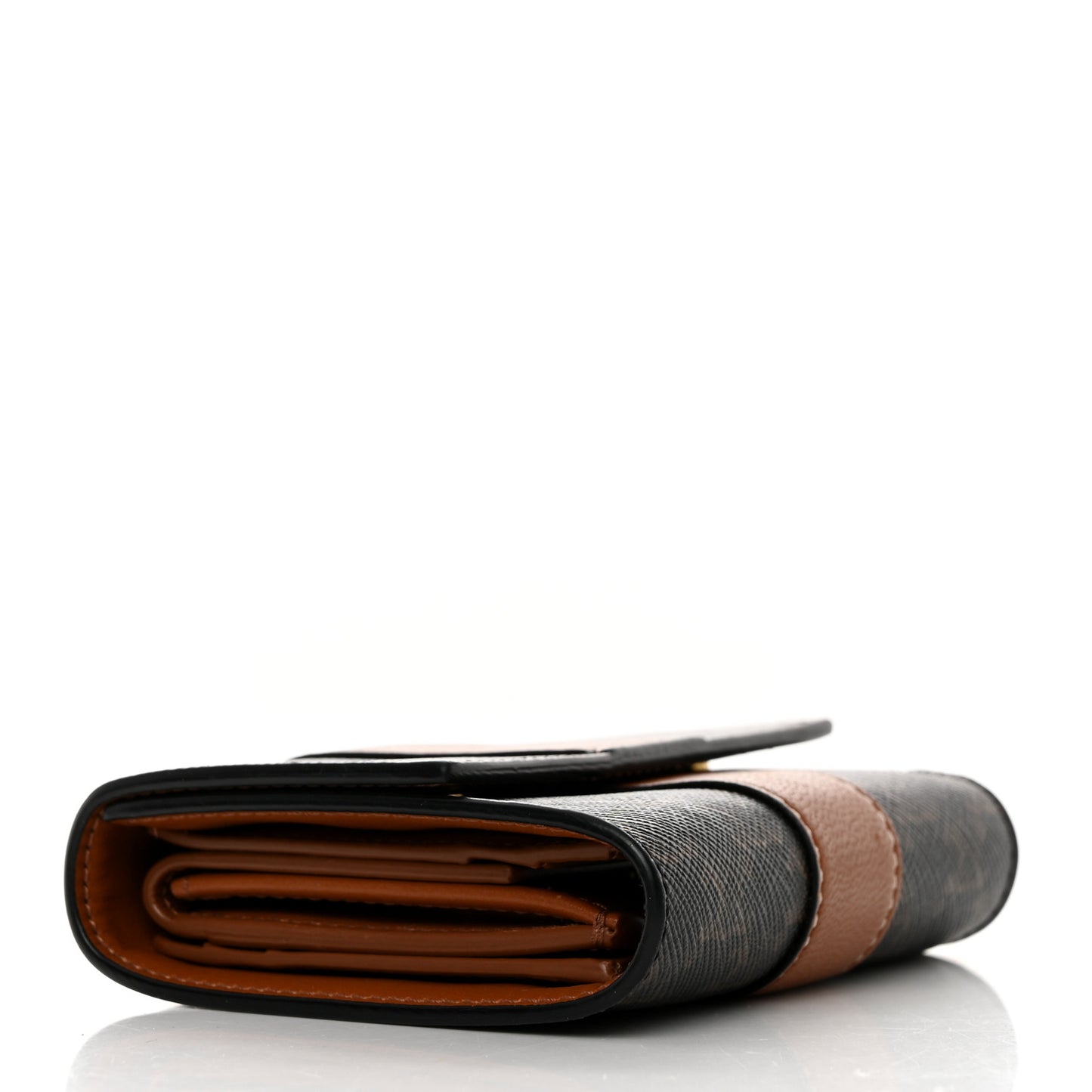 Canvas Triomphe Lambskin Folded Compact Wallet Tan