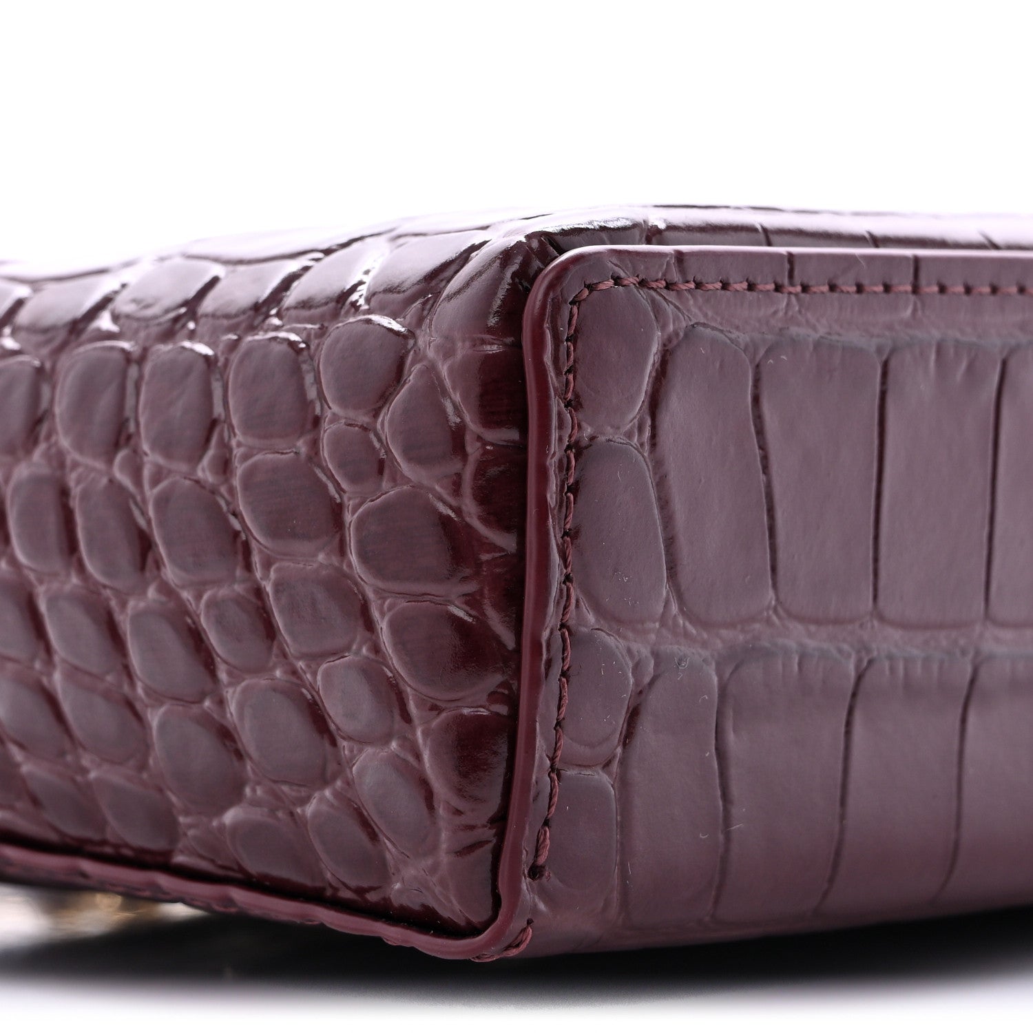 Chanel Calfskin Crocodile Embossed Crococo Exoticoco Vanity With Chain Dark Burgundy 8 of 10
