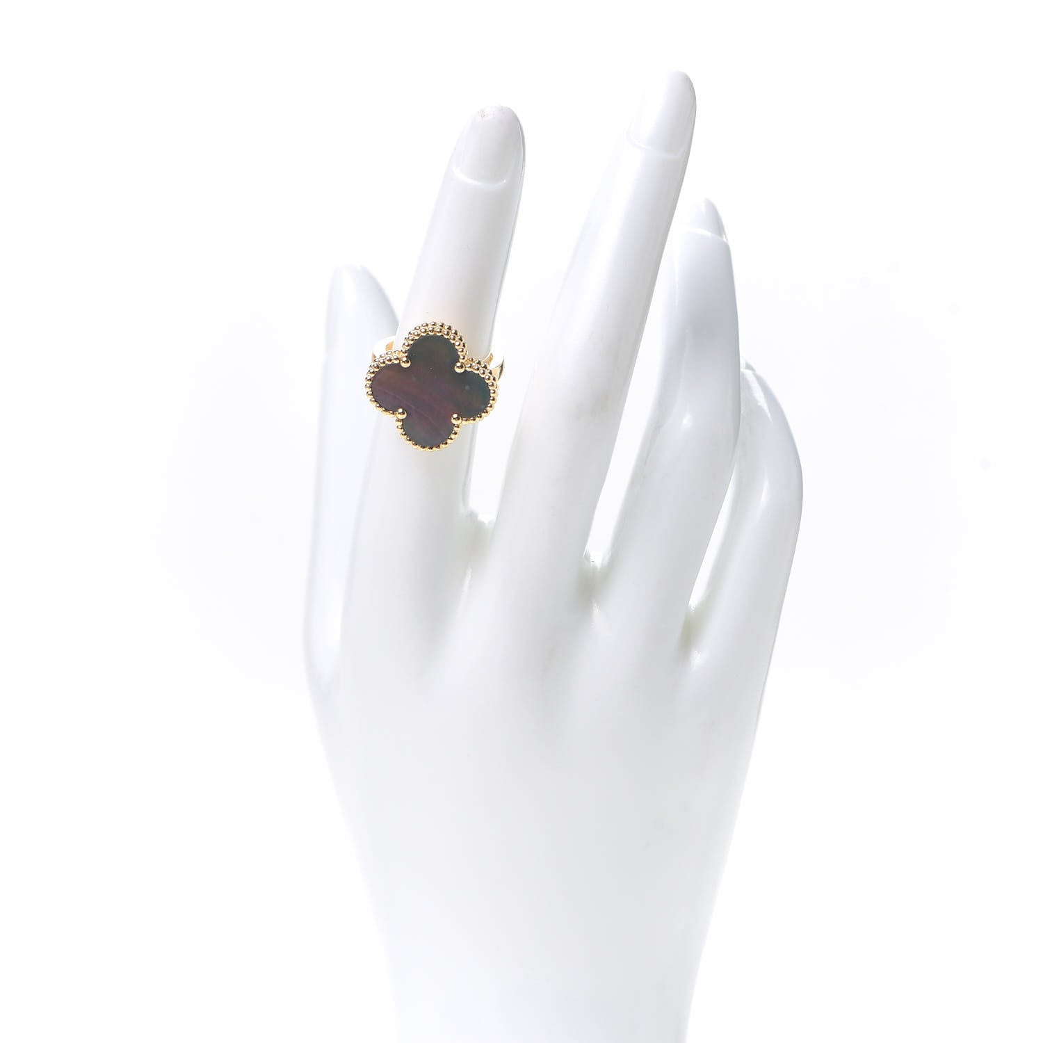 Van Cleef & Arpels 18K Yellow Gold Gray Mother of Pearl Magic Alhambra Ring 51 5.75 2 of 6