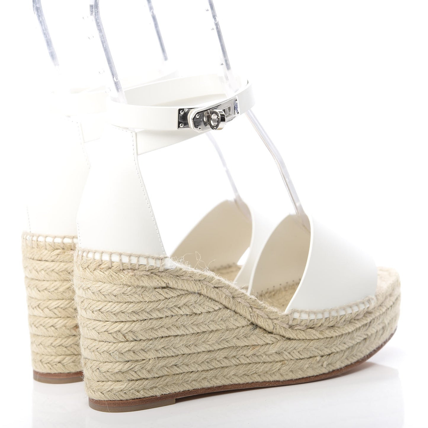 Calfskin Tivoli Espadrille Wedge Sandals 38 White