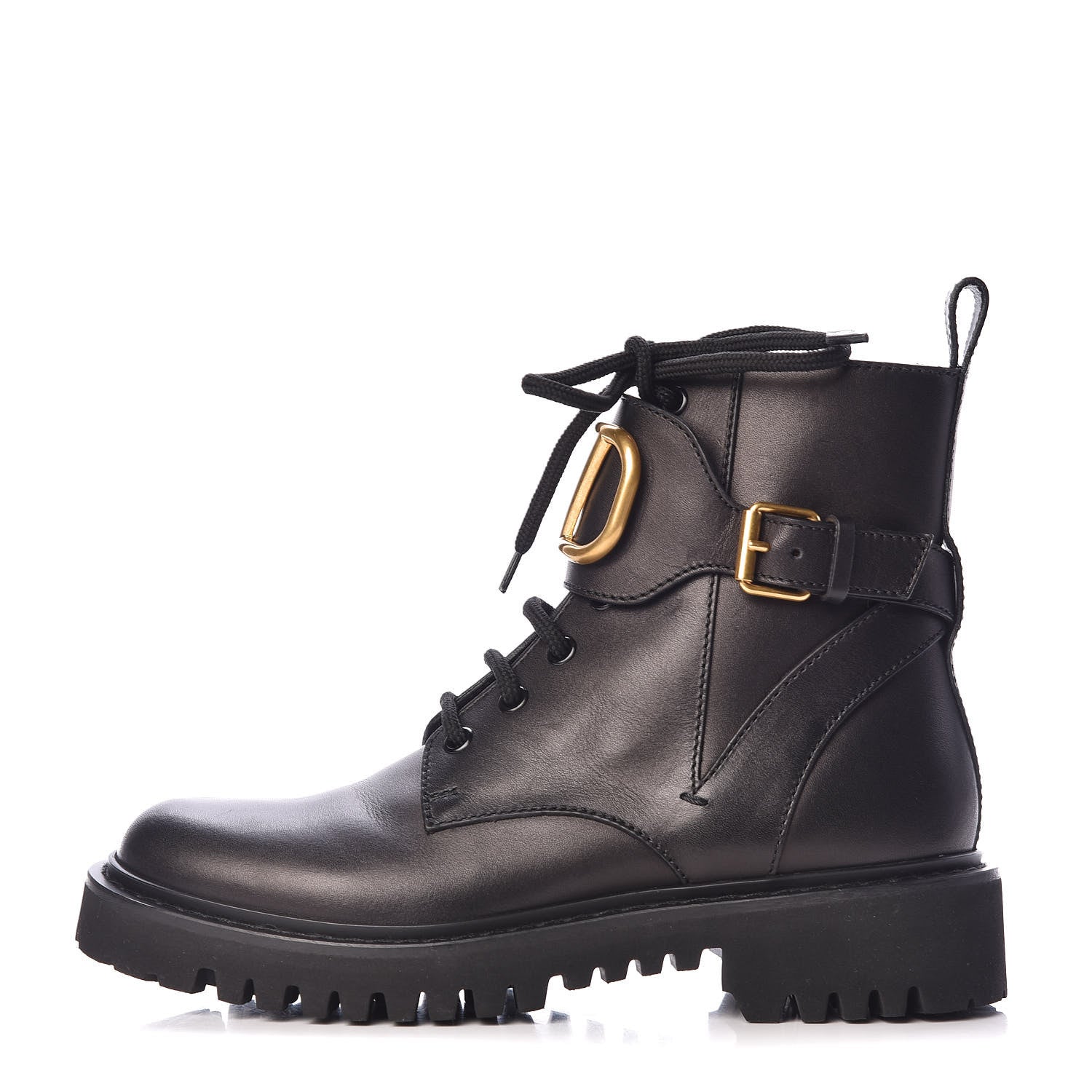 Valentino Garavani Calfskin Womens VLOGO 35mm Combat Boots 36 Black 1 of 8