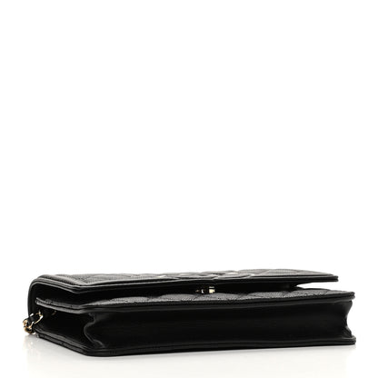 Chanel Caviar Quilted CC Filigree Wallet On Chain WOC Black 4 of 12