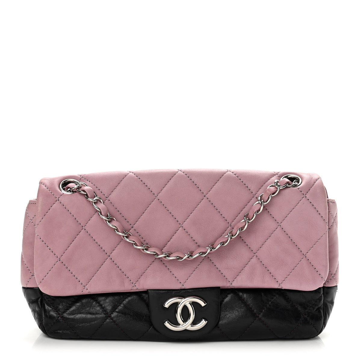 Lambskin Quilted Bi-Color Medium Single Flap Light Purple