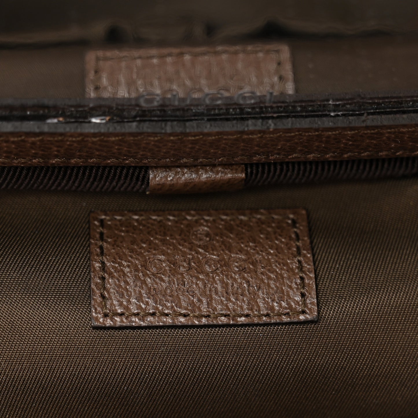 GG Supreme Monogram Textured Calfskin Web Ophidia Vanity Cosmetic Case Beige Ebony New Acero