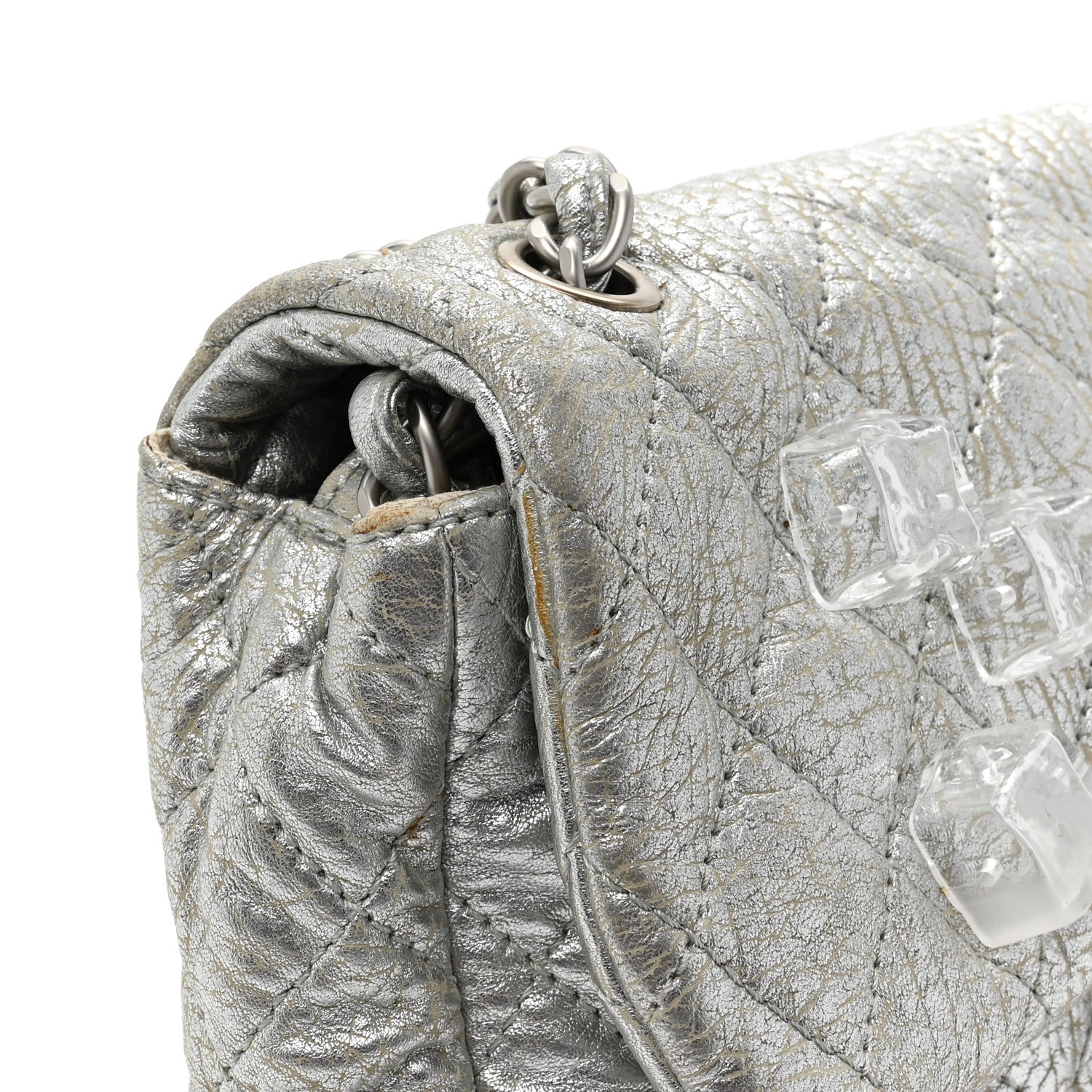 Chanel Calfskin Ice Cube On the Rocks Medium Flap Silver 11 of 15