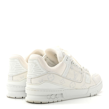 Louis Vuitton Calfskin Monogram Mens LV Trainer Sneakers 7.5 White 5 of 10