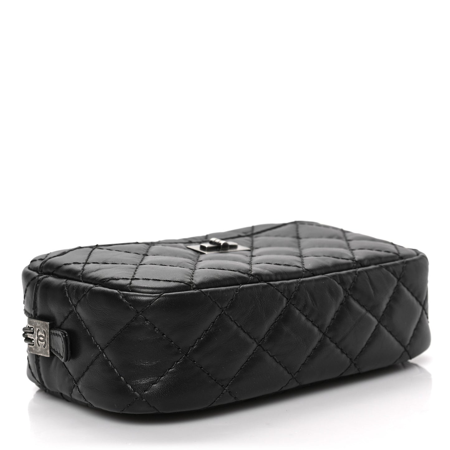Aged Calfskin Quilted Mini Reissue Camera Case Black