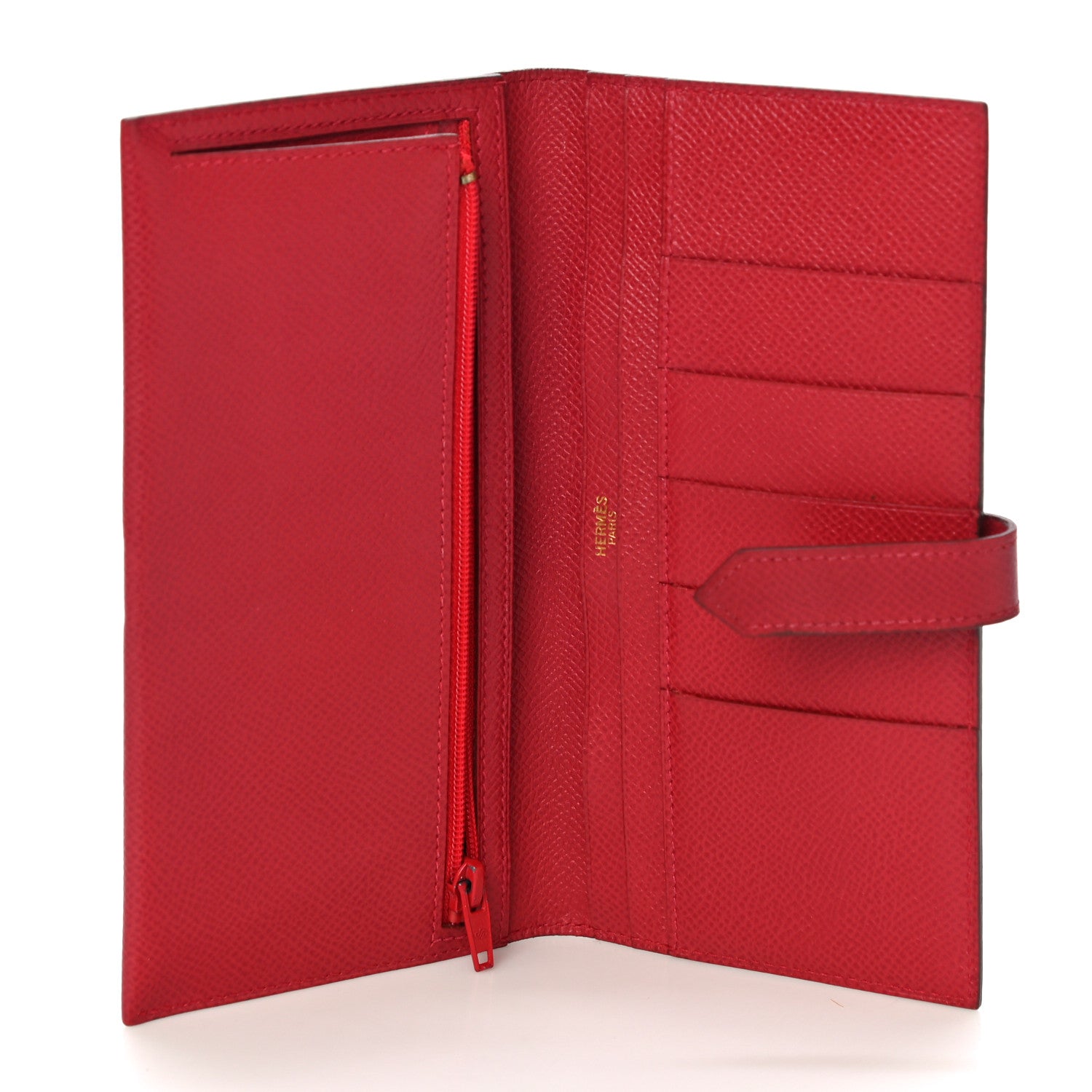 Hermes Courchevel Bearn Gusset Wallet Rouge Vif 5 of 12