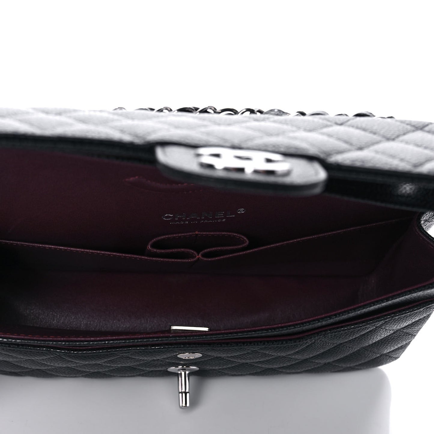 Caviar Quilted Medium Double Flap Black