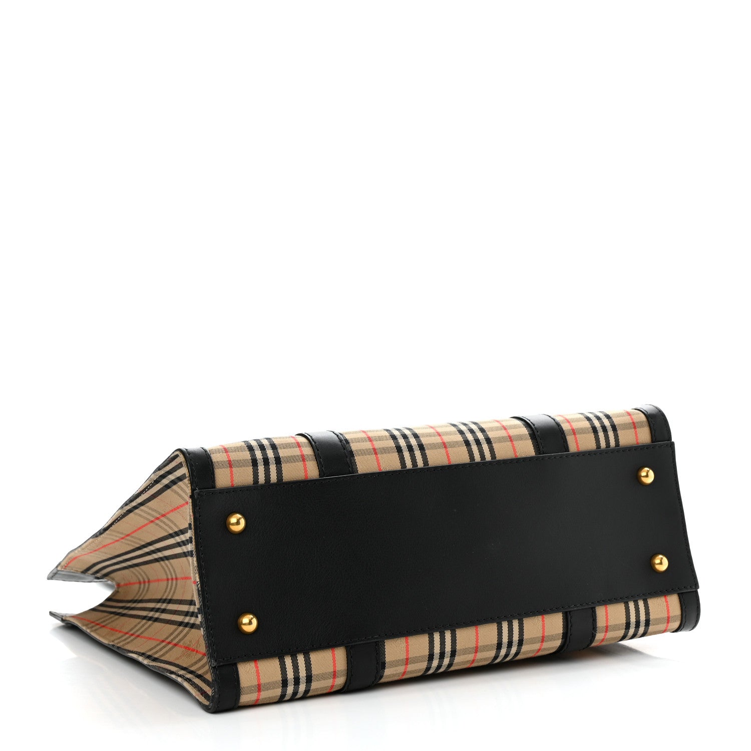 Burberry Calfskin 1983 Knight Check Link Medium Zip Tote Black 4 of 10