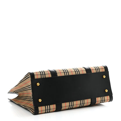 Burberry Calfskin 1983 Knight Check Link Medium Zip Tote Black 4 of 10