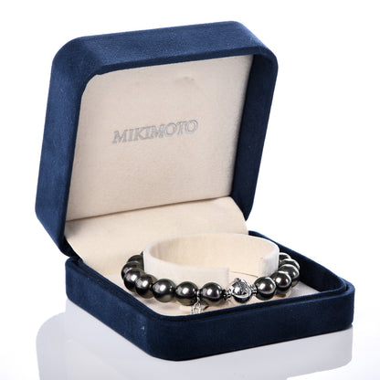 Mikimoto 18K White Gold Diamond Black South Sea Pearl 9-9.5mm Bracelet 5 of 5